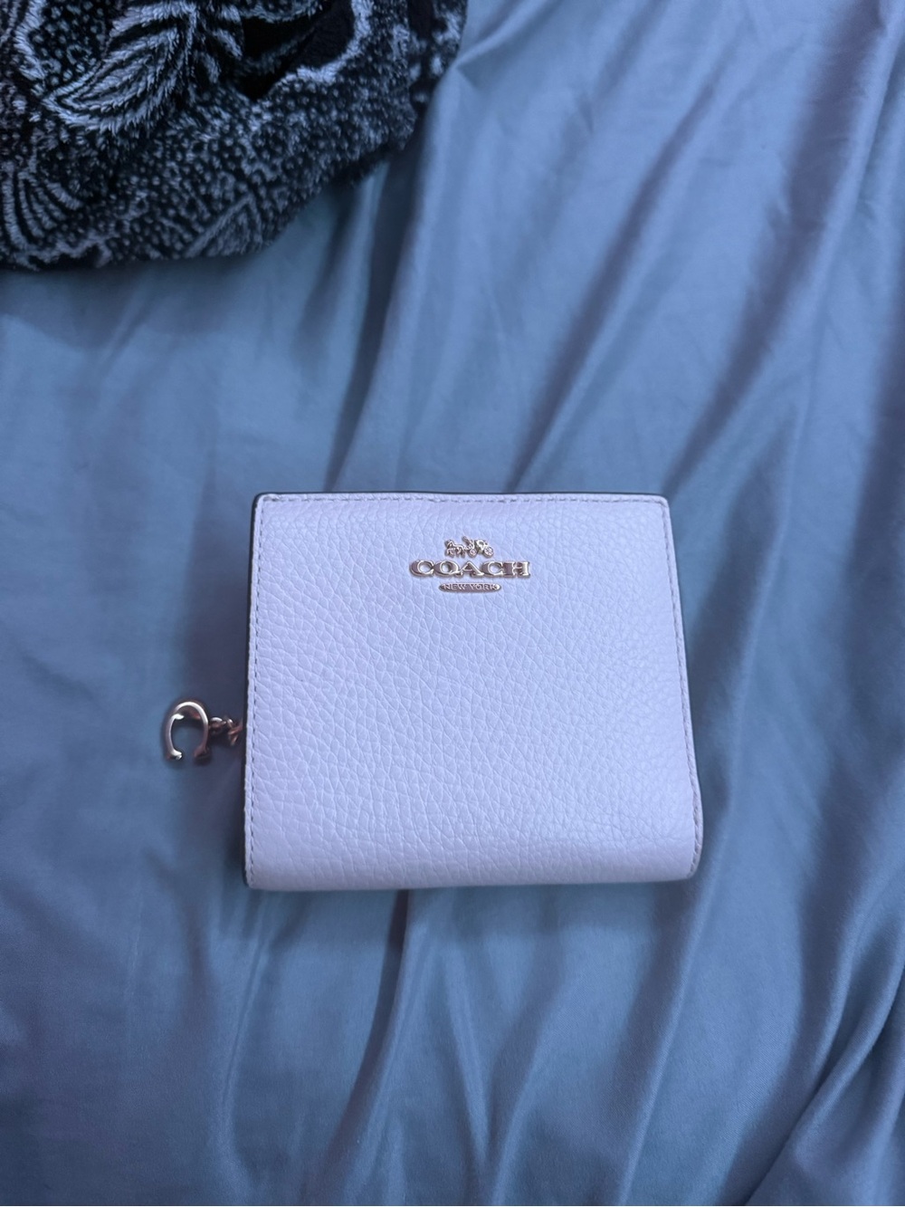 Coach Pebbled Leather Small Wallet in White with Gold Hardware